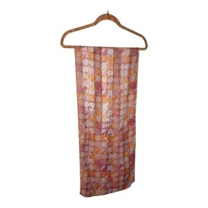 Sheer Fashion Scarf, Pink & Orange Circles Pattern, Polyester, Pre-owned